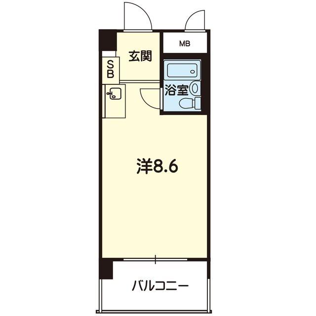 水前寺北スカイマンション 109号(ワンルーム/1階)の間取り写真
