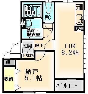 グローバルトラストマンション(1LDK/1階)の間取り写真