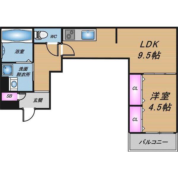 セレニティ若江東(1LDK/3階)の間取り写真