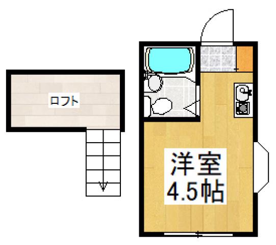一橋ハイランド(ワンルーム/2階)の間取り写真