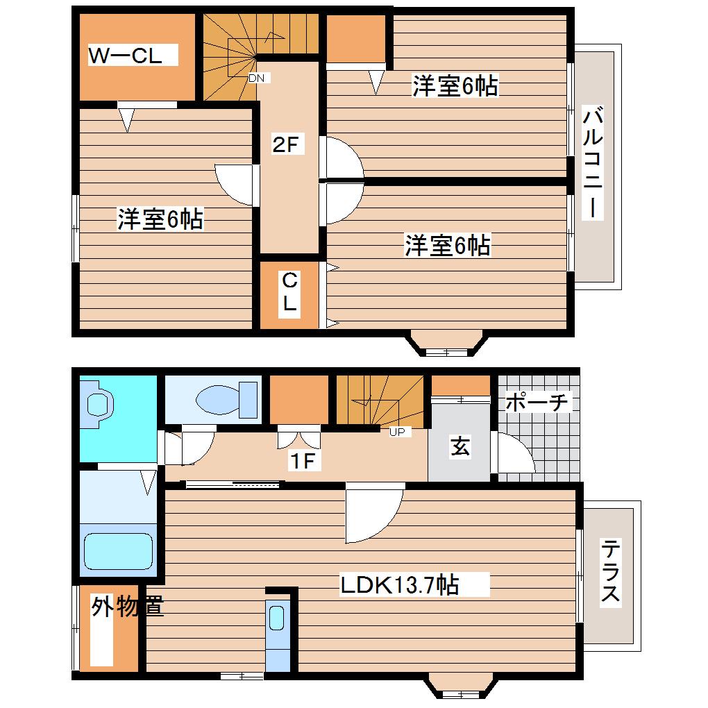 クレール(3LDK/1階)の間取り写真