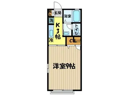 ピースフル向台(1K/1階)の間取り写真