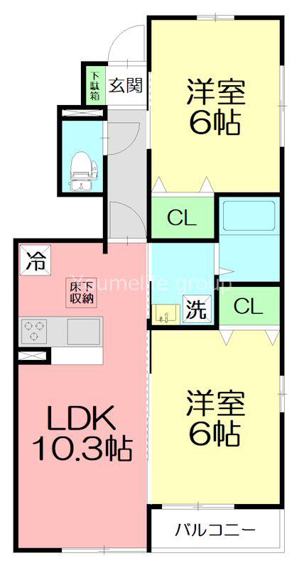 セレナオモダカ(2LDK/1階)の間取り写真