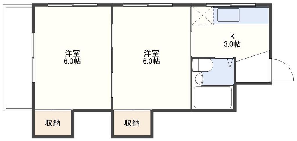 あじさいマンション(2K/1階)の間取り写真