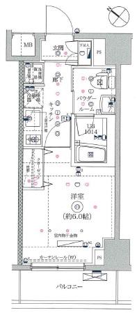 イアース横濱関内(1K/10階)の間取り写真