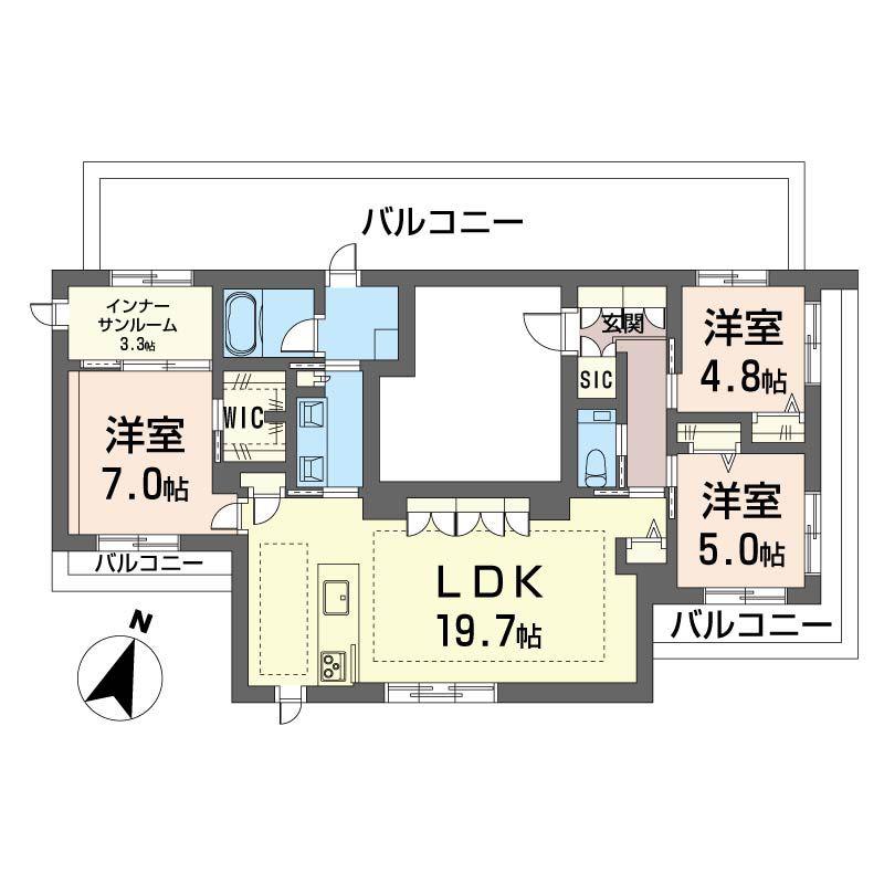 ドエルヤト・グランデ(3LDK/3階)の間取り写真