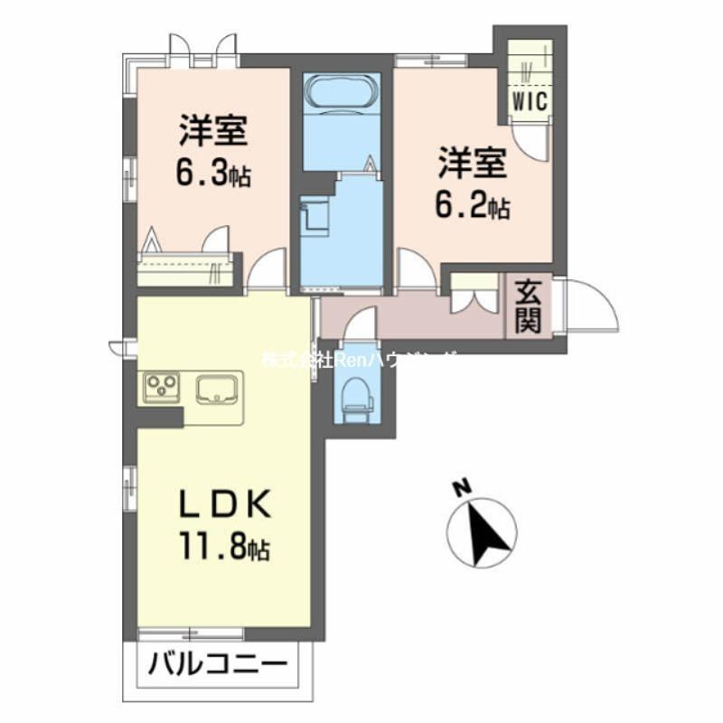 BEREO COMFORT KITASHIMADA(2LDK/2階)の間取り写真