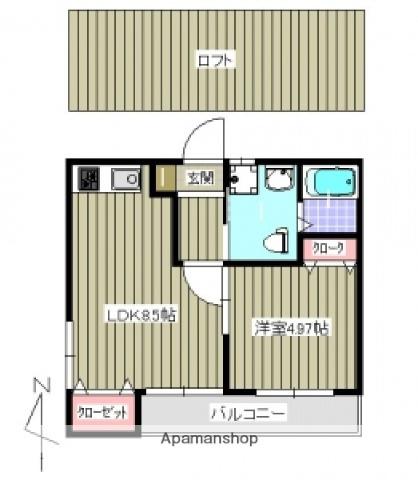 SOAR高取(1LDK/2階)の間取り写真