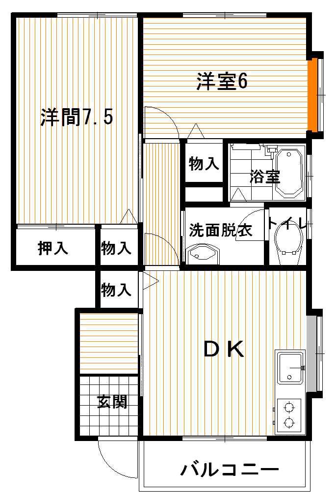 メゾンドTWO(2LDK/1階)の間取り写真