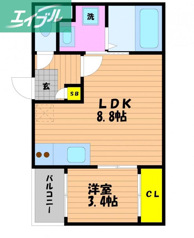 REGALEST MILLE MERCI(1LDK/2階)の間取り写真