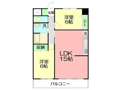 リステージ湘南川名(2LDK/5階)の間取り写真