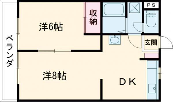 新泉ビル(2DK/4階)の間取り写真