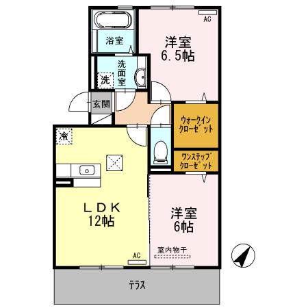 プルミエールB棟(2LDK/1階)の間取り写真