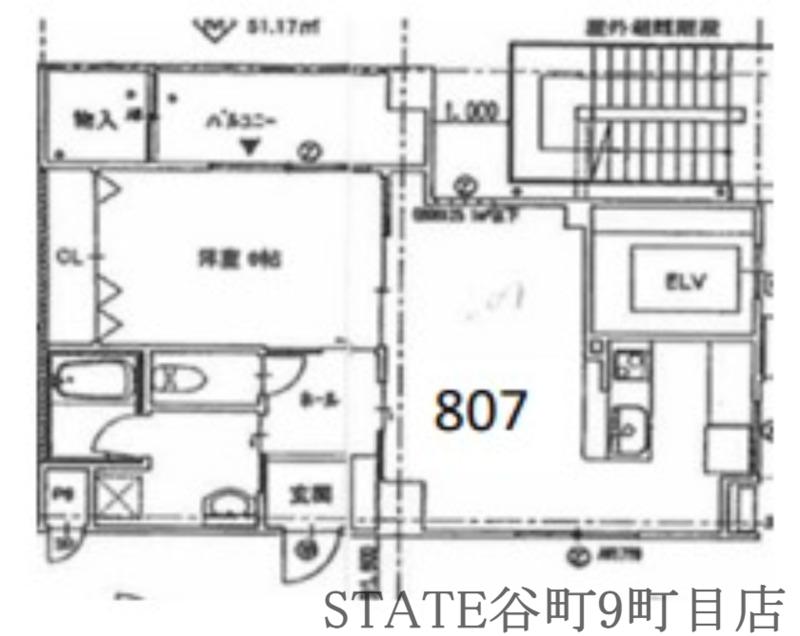 クローバー・プレミア昭和町(1LDK/6階)の間取り写真