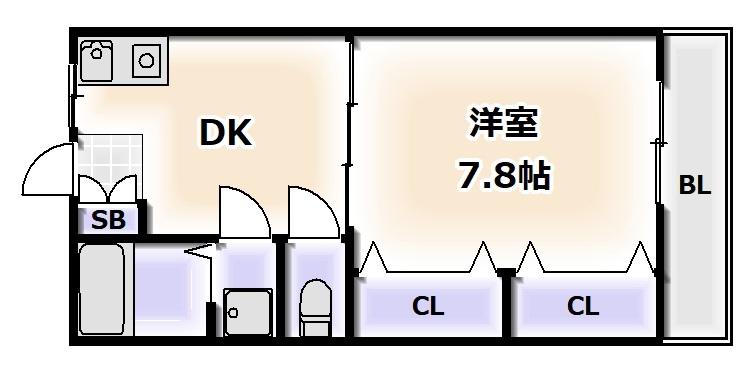 ネオユニベールII(1DK/2階)の間取り写真