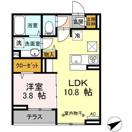 カーサフェリス(1LDK/1階)の間取り写真