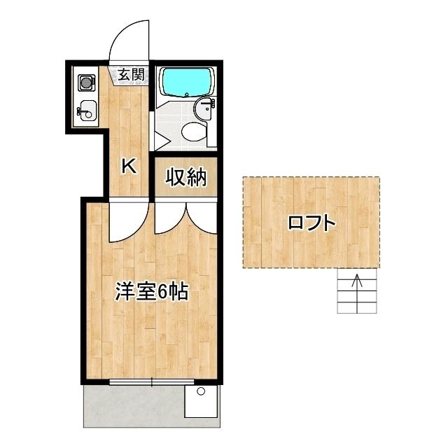 レインボー七ツ新屋(1K/1階)の間取り写真