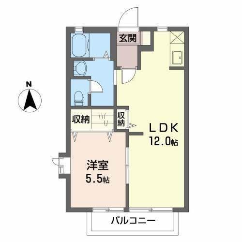 ディアス万野(1LDK/1階)の間取り写真