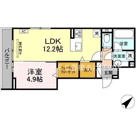 D-AVANCE 柱六番町III(1LDK/2階)の間取り写真