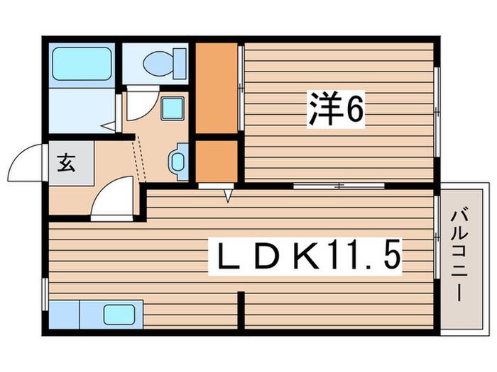 サイレントハイムB(1LDK/1階)の間取り写真