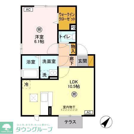 フェザント西館(1LDK/1階)の間取り写真
