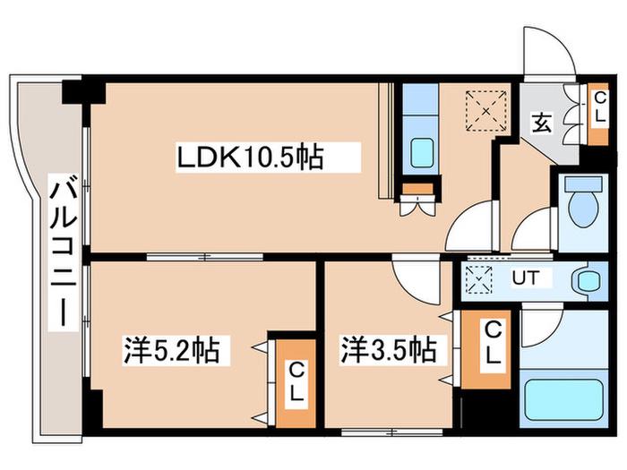 AMBIENTE619(2LDK/3階)の間取り写真