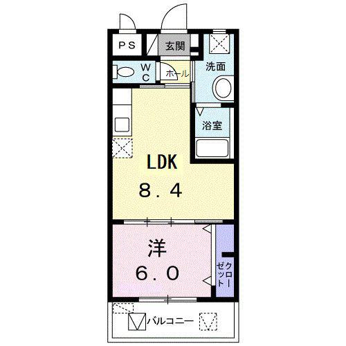 西武門みーちハウス(1LDK/8階)の間取り写真