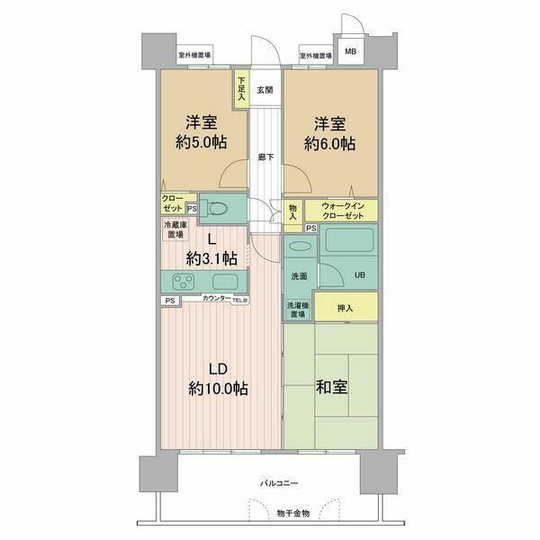 ダイアパレス徳重(3LDK/6階)の間取り写真