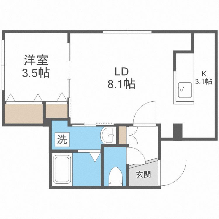 SELECCAO南郷(1LDK/2階)の間取り写真
