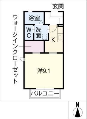EXCEL SIOR B棟(1K/2階)の間取り写真