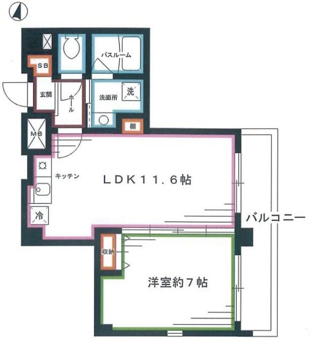 ウィステリアステージI(1LDK/6階)の間取り写真