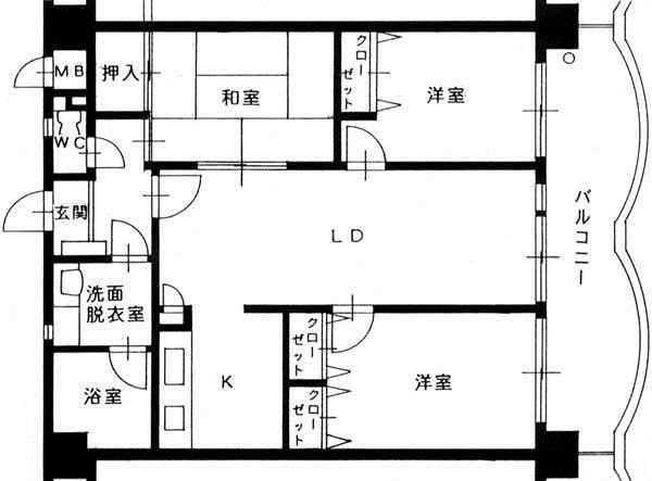 NEW8西新(3LDK/10階)の間取り写真