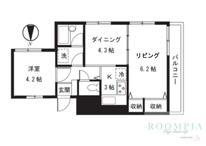 グリーンキャピタル石川台(1LDK/4階)の間取り写真