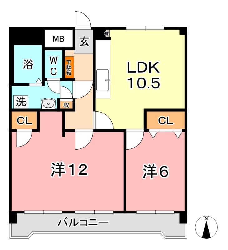 清幸マンション野田(2LDK/1階)の間取り写真