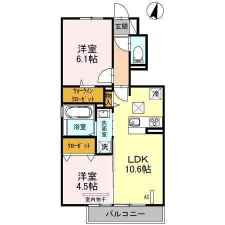 スセシオン(2LDK/1階)の間取り写真
