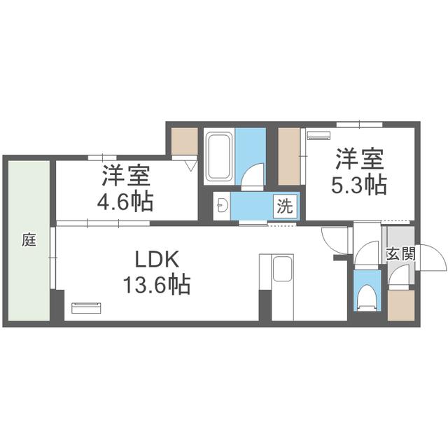 D-ROOM伊賀駅東(2LDK/1階)の間取り写真