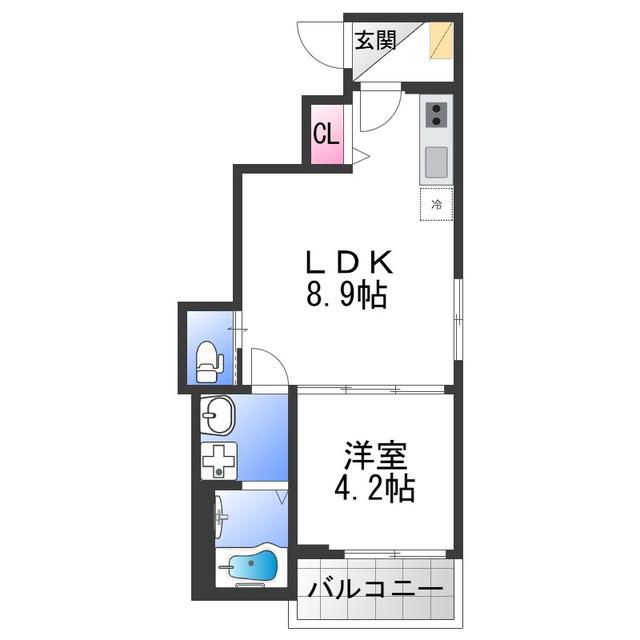 ウエストパーク(1LDK/1階)の間取り写真