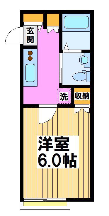 サンフラットつつじヶ丘(ワンルーム/1階)の間取り写真