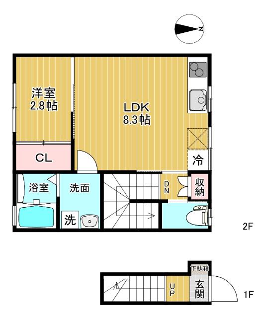 LUCASA(1LDK/2階)の間取り写真