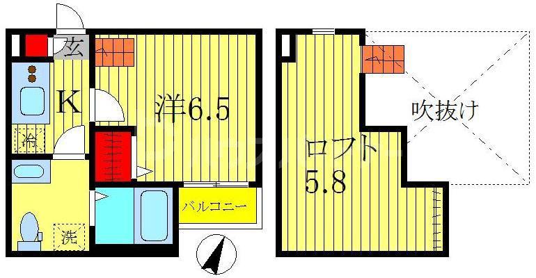 パークサイド南柏(1K/2階)の間取り写真