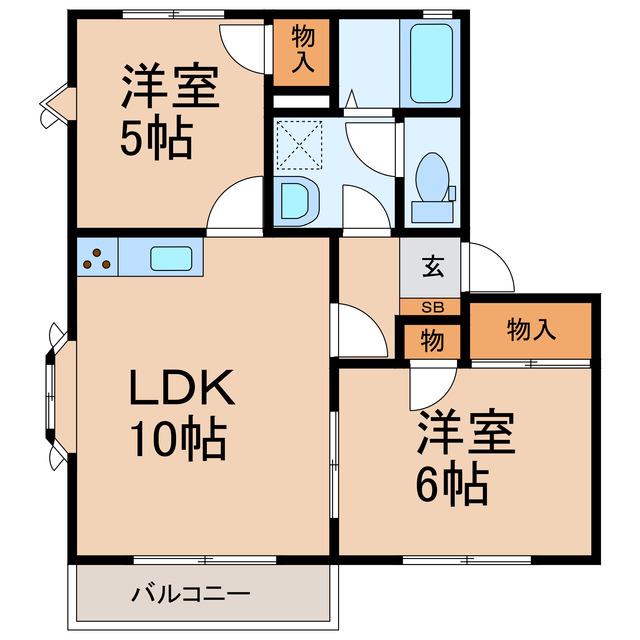 エバーグリーンC(2LDK/2階)の間取り写真