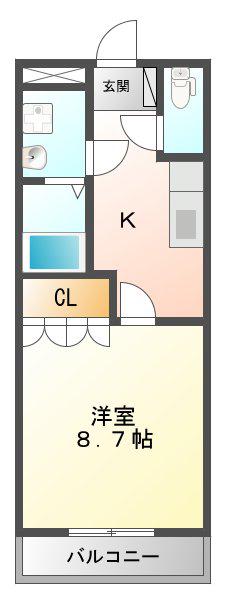 近鉄鈴鹿線 三日市駅 徒歩8分 2階建 築20年(1K/2階)の間取り写真