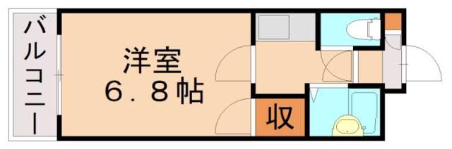 マンションキャッスル(1K/8階)の間取り写真