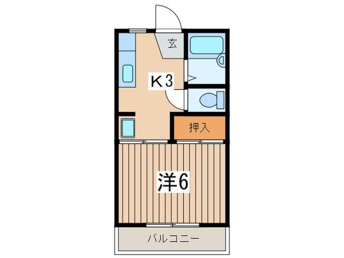 コーポ富士II(1K/2階)の間取り写真