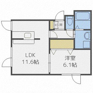 クリューソス(1LDK/1階)の間取り写真