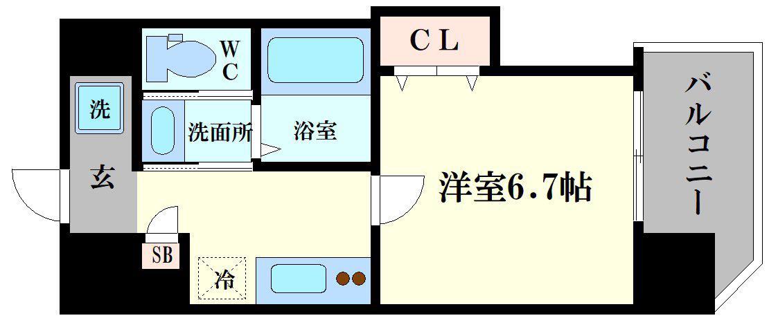 ラグゼドーム前I(1K/2階)の間取り写真