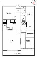 西浦和ガーデン(3DK/2階)の間取り写真