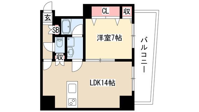 ラディアント矢場(1LDK/9階)の間取り写真
