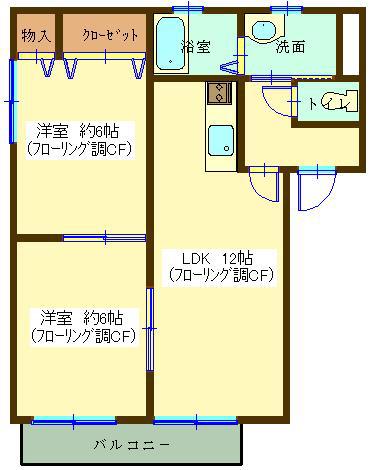 マロナ中里(2LDK/2階)の間取り写真