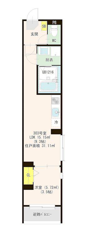 ロータスI(1LDK/3階)の間取り写真